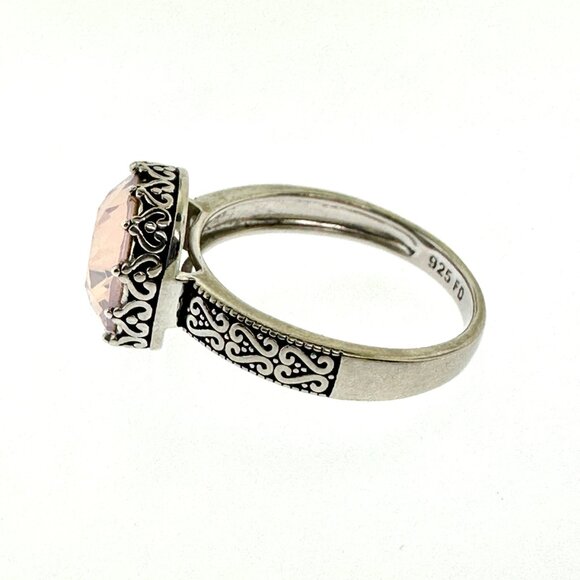 925 Sterling Silver Pink Quartz Ring - Size 8.25 - Picture 3 of 11